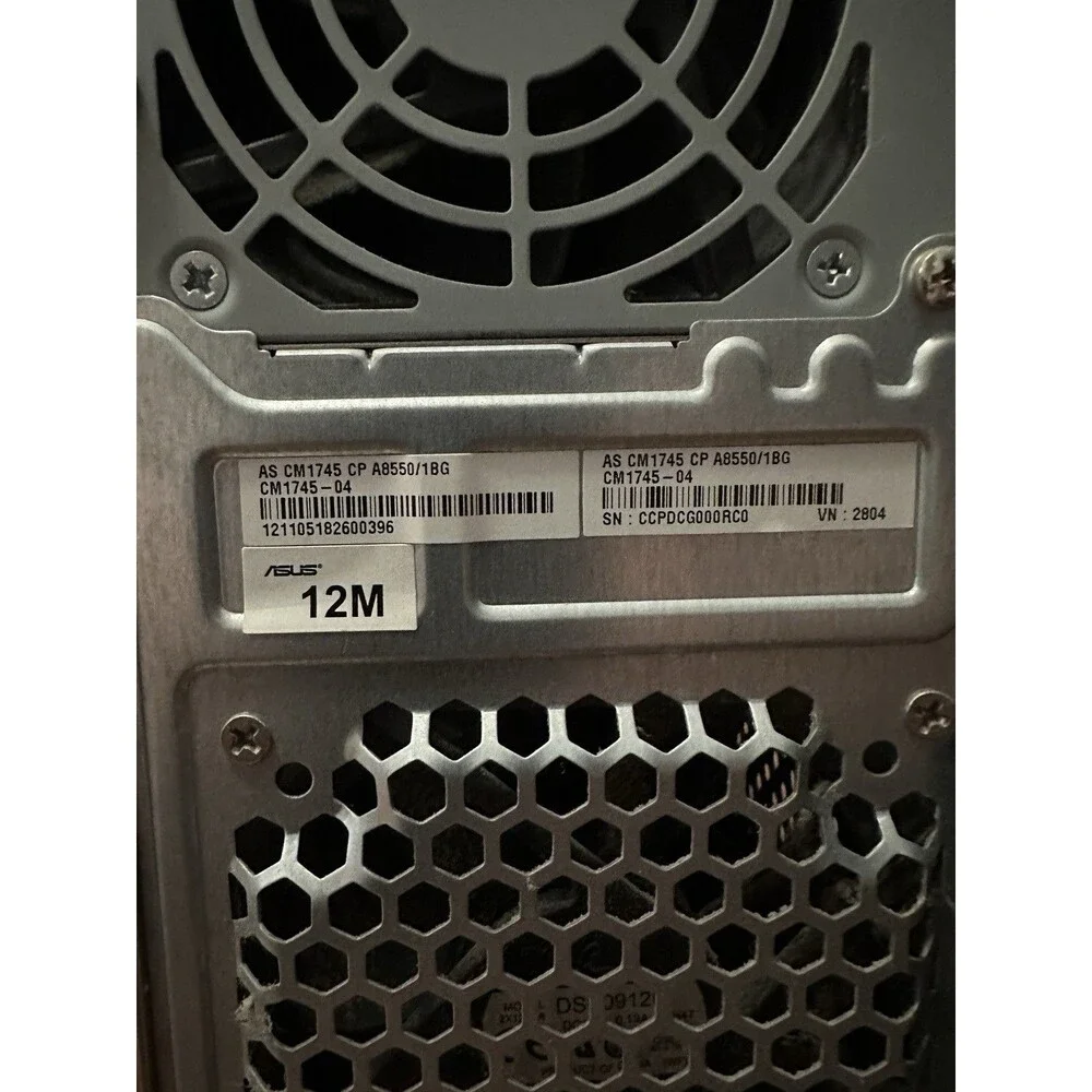 ASUS CM1745 Desktop PC AMD A8-5500 APU @3.20GHz 1GB RAM 512G  NO HDDTESTED